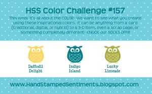 color splash challenge 157 daffodil delight, island indigo and lucky limeade