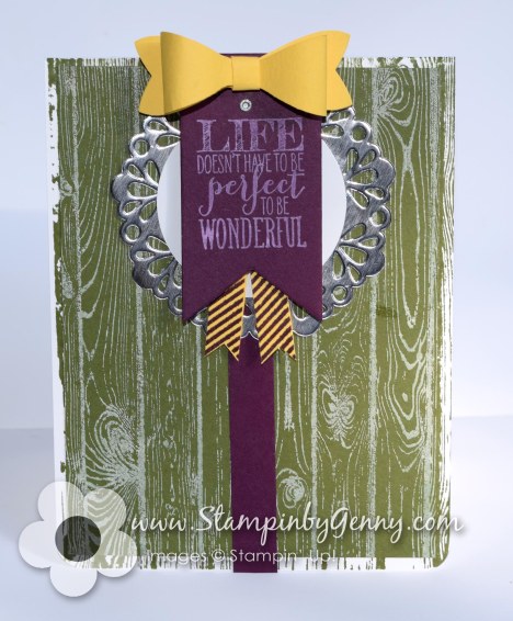Stampin UP Perfect Penants Hardwood background card