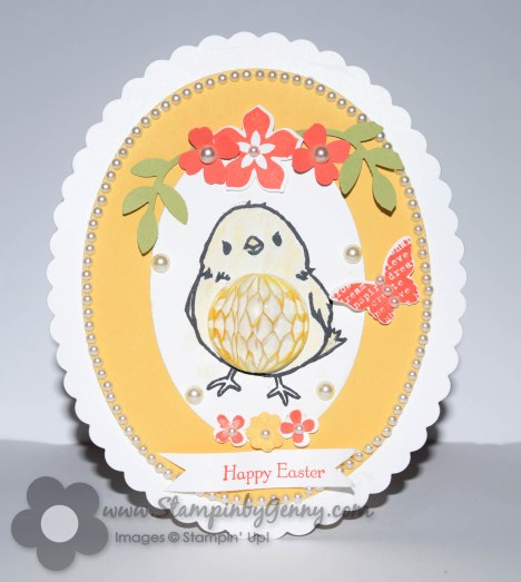 Stampin Up Honeycomb happiness easter egg and chick card