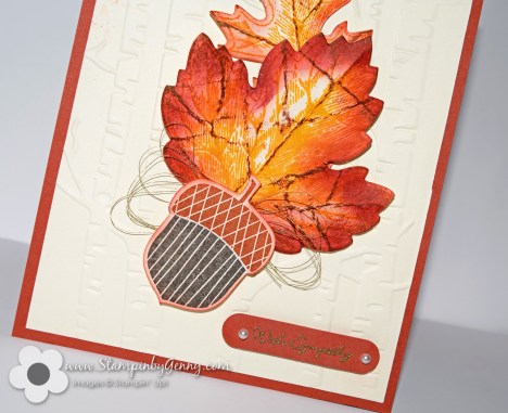 Sympathy card created with Stampin up Vintage leaves