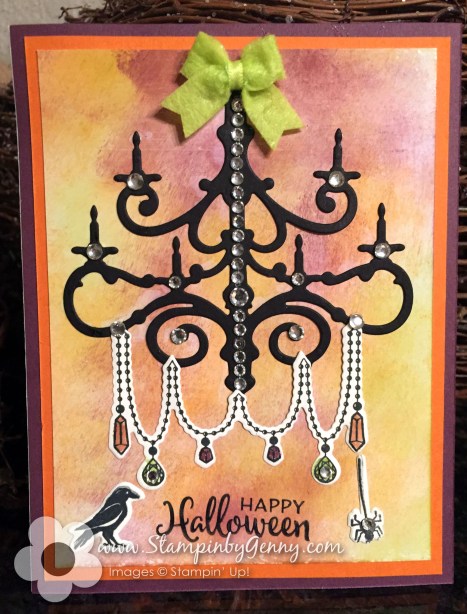 Stampin Up Season to Sparkle Chandelier Halloween card