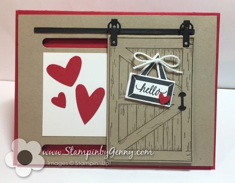 Stampin Up Barn Door Valentine card