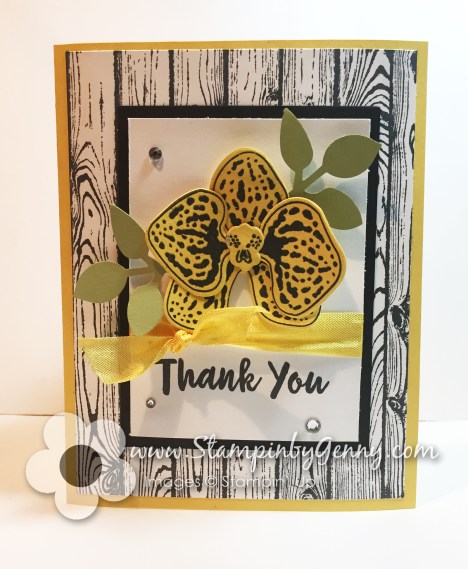 Black and Daffodil Yello Stampin Up Orchid Builder Thank You card