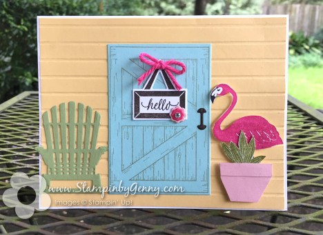 Stampin up card made with barn door and pop of color stamp sets