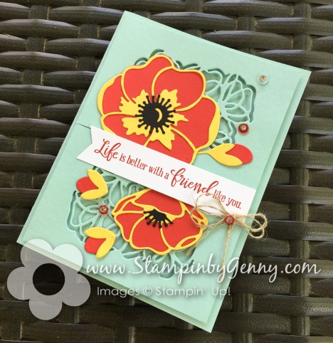 Stampin up Peaceful Moments Poppies Friendship card