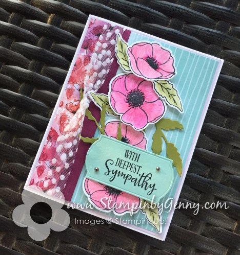 Stampin Up Peaceful Poppies and Stampin Up Peaceful Moments sympathy card